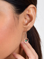 Nilu's Collection Cubic Zirconia Contemporary Crystal Drop Earrings, Danglers for Women & Girls (Rose Gold)