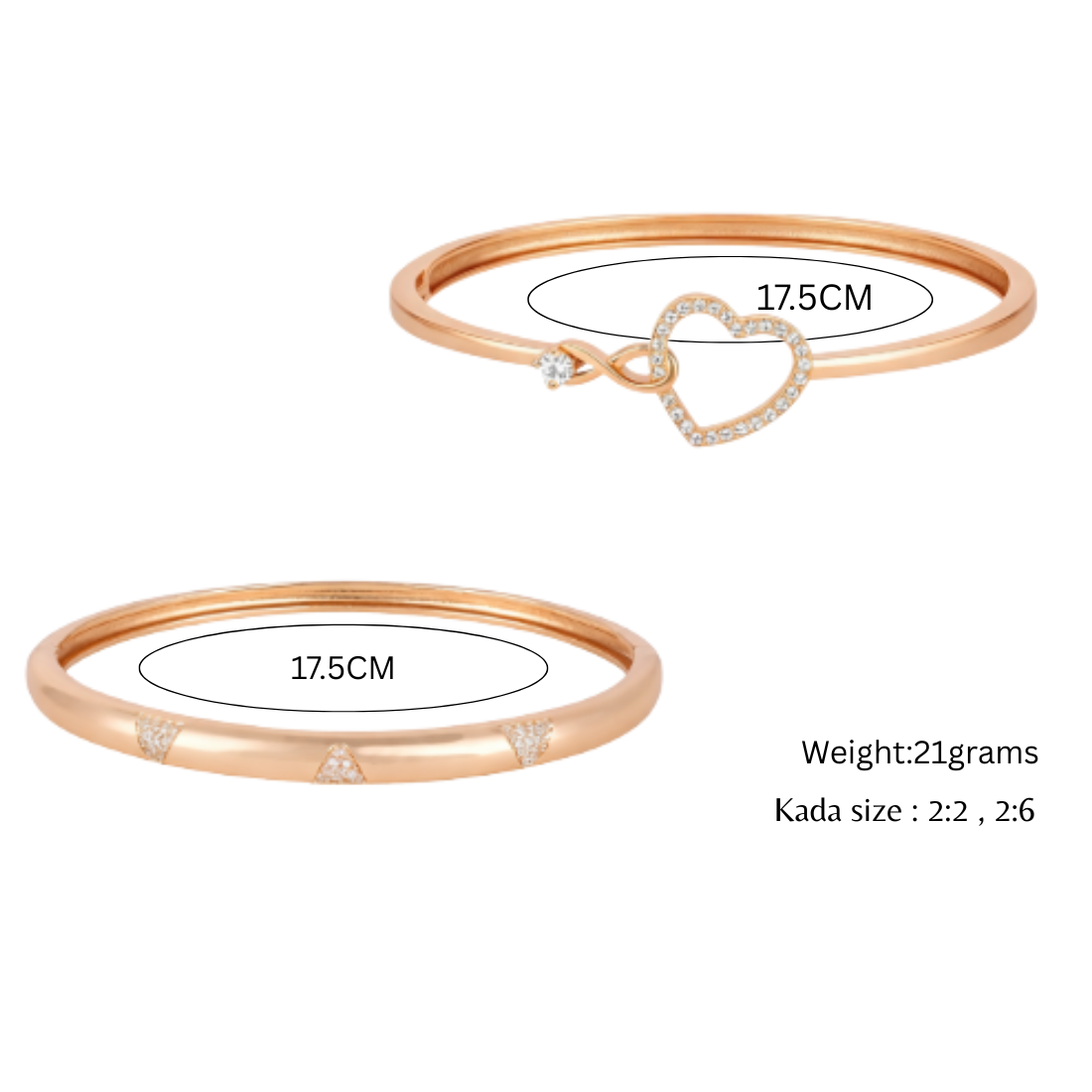 Nilu's Collection Rose Gold Plated AD Stone Sparkling Kada Bracelet Set for women & girls