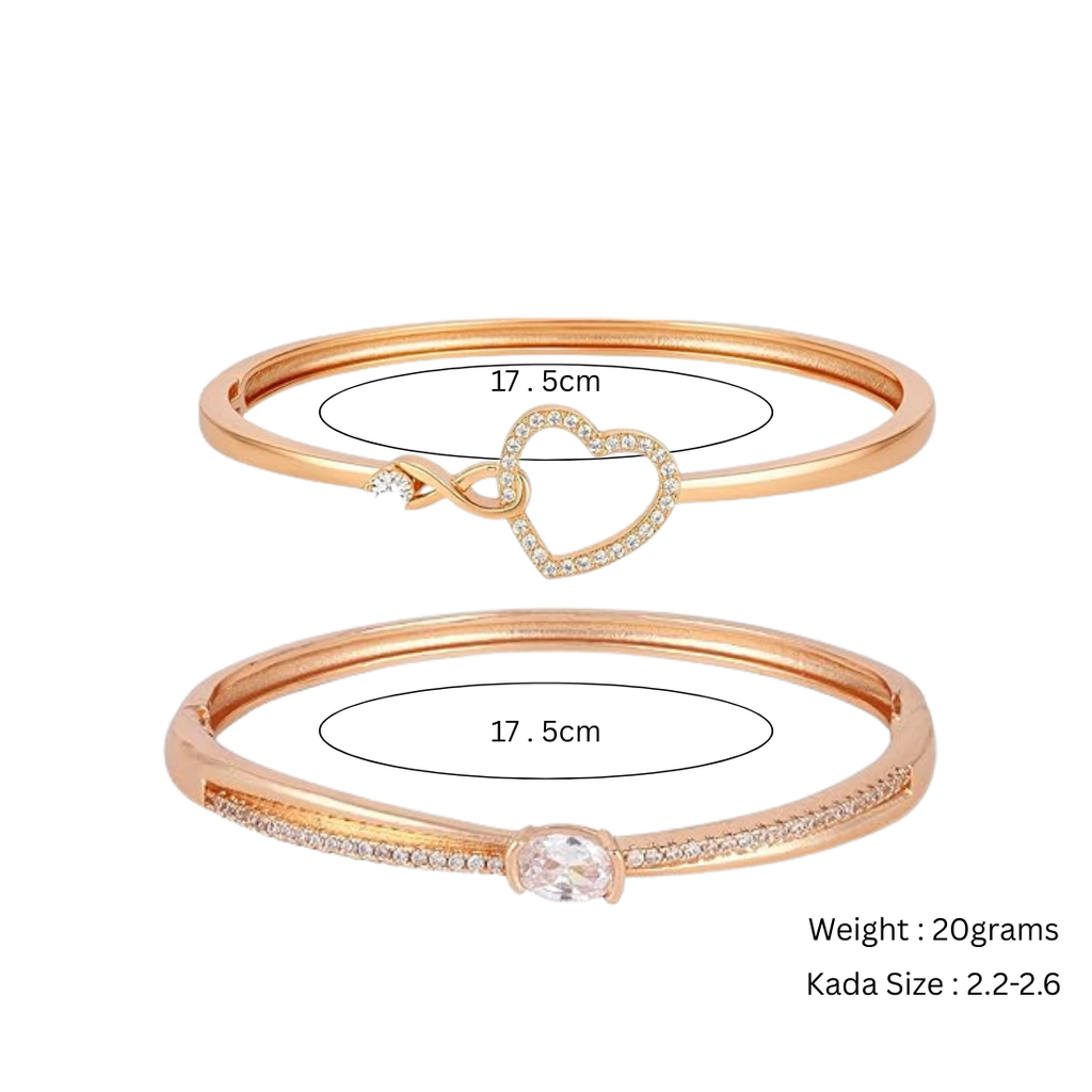 Nilu's Collection  Rose Gold Plated AD Stone Sparkling kada Bracelet for women & girls