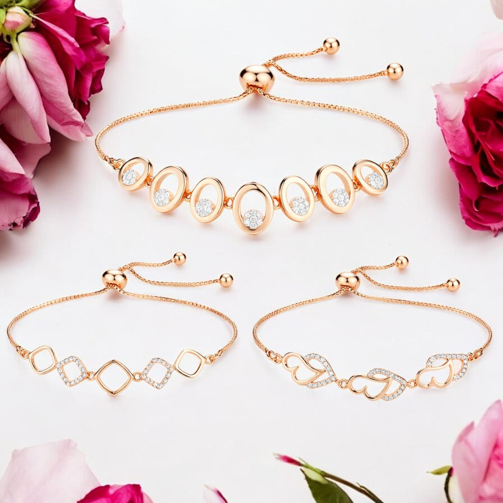 Nilu's Collection Rose Gold Plated Bracelet Set For Women And Girls