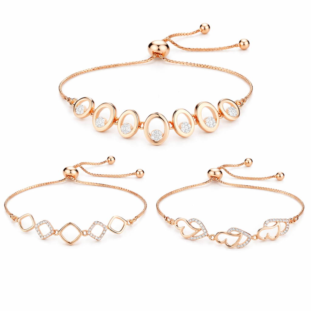 Nilu's Collection Rose Gold Plated Bracelet Set For Women And Girls