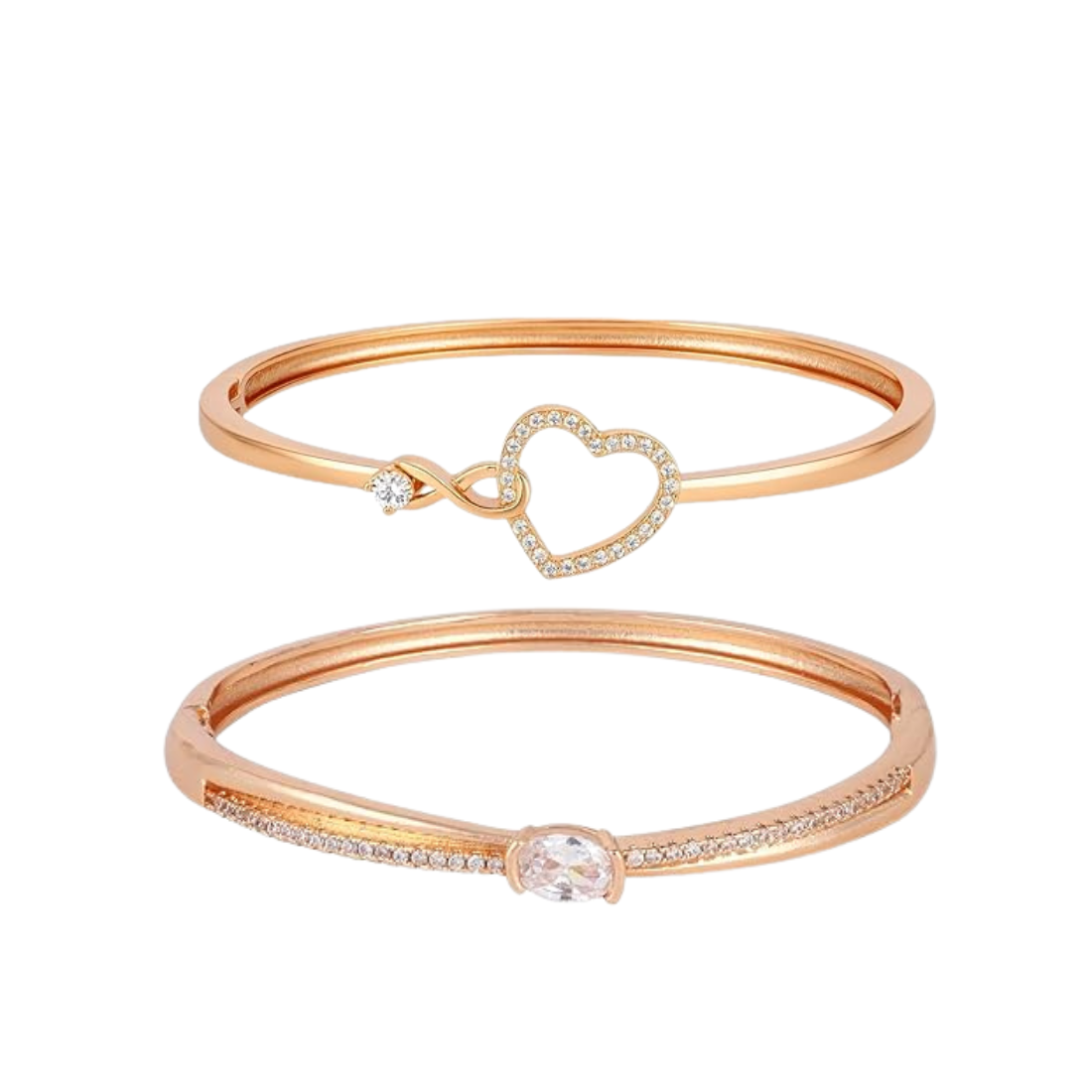 Nilu's Collection  Rose Gold Plated AD Stone Sparkling kada Bracelet for women & girls