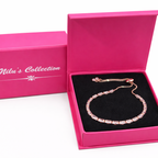 Gift Rose Gold Plated Pendant With Earrings And Adjustable Bracelet For Women And Girls