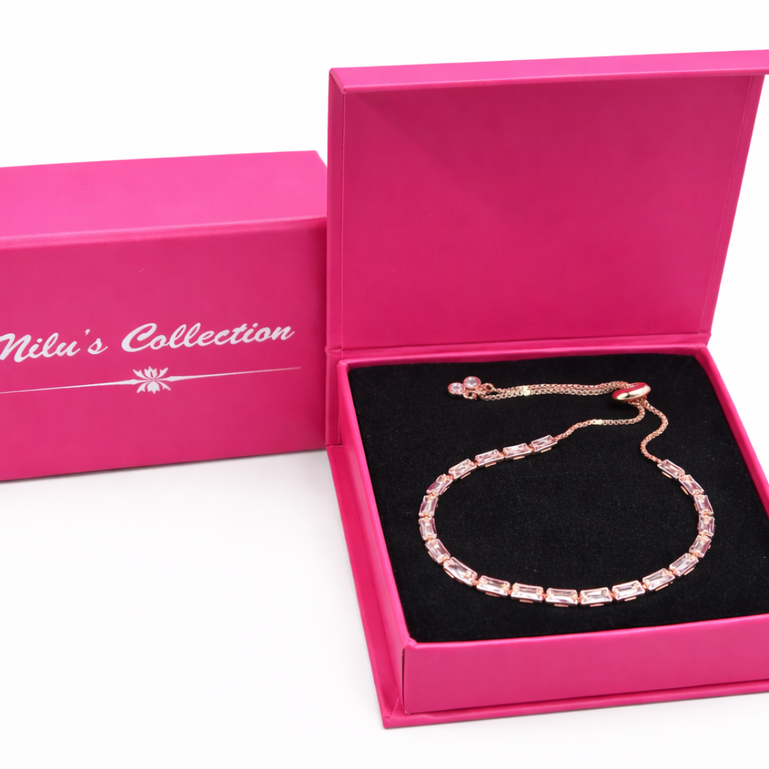 Gift Rose Gold Plated Pendant With Earrings And Adjustable Bracelet For Women And Girls