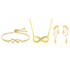 Gold Plated Infinity Jewelry Set as Bracelet, Necklace & Earrings with American Diamond For Women And Girls