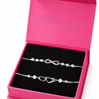 Gift Silver Plated Infinity Bracelet With Heart Shape Bracelet For Women And Girls
