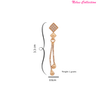 Rose Gold Long Earrings, American Diamond Studded Lightweight Drop Earrings for Women and Girls (Diamond Shape)