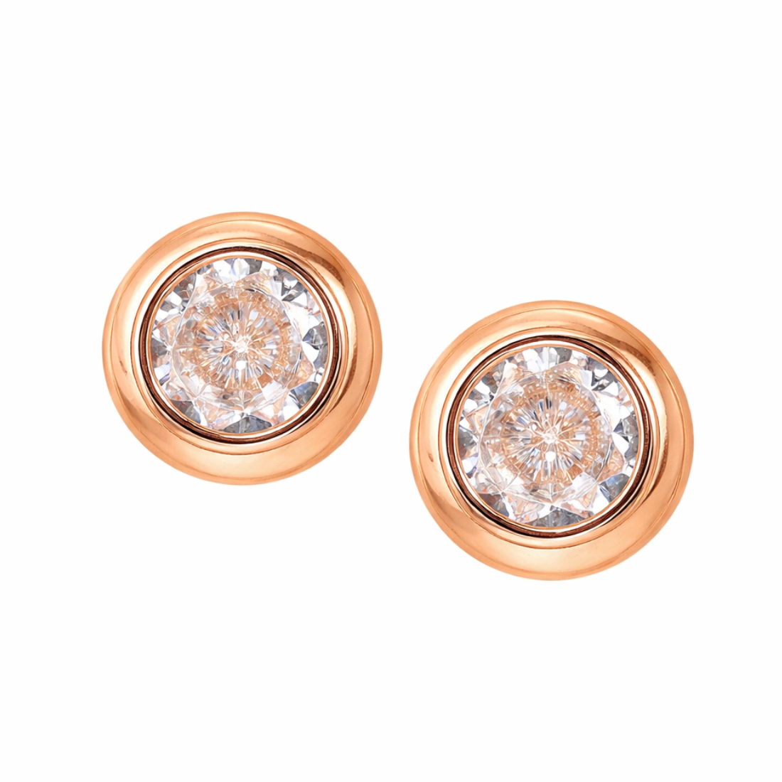 Daily wear / Office Wear Misty Rose Gold Plated Zircon Stone Stud Earrings For Girls and Women