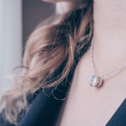 Nilu's Collection Silver Plated Pendant Necklace With Round Cut Solitaire Cubic Zirconia Diamond For Women And Girls | Anti-Tarnish | Anti-Allergy | Office Wear