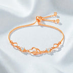 Double Heart Shape Rose Gold Plated CZ Crystal Bracelet, Gift for Loved One, Valentine's Day Gift