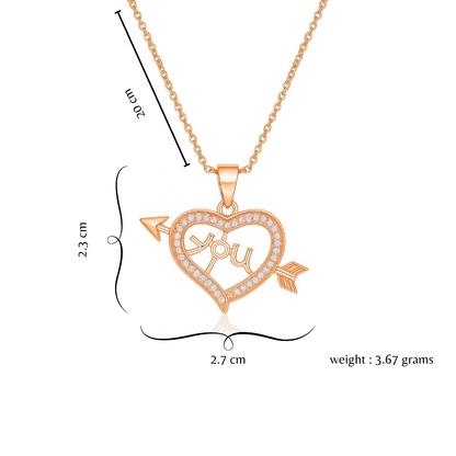 Nilu’s Collection Rose Gold Plated Heart Shape Pendant  for Women and Girls