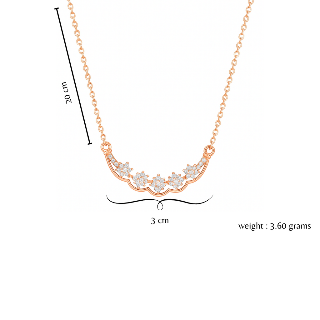 Nilu’s Collection Rose Gold Plated Floral AD Stone Pendant Necklace for Women and Girls