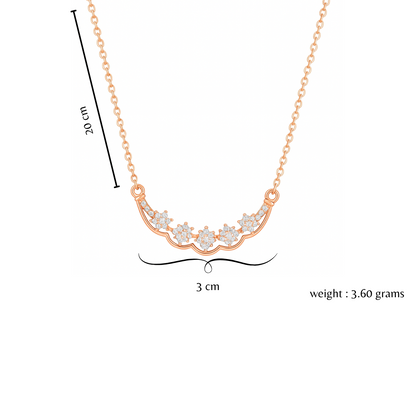 Nilu’s Collection Rose Gold Plated Floral AD Stone Pendant Necklace for Women and Girls