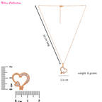 Rose Gold-Plated Heart shape pendant Set with American diamond  for Women & Girls