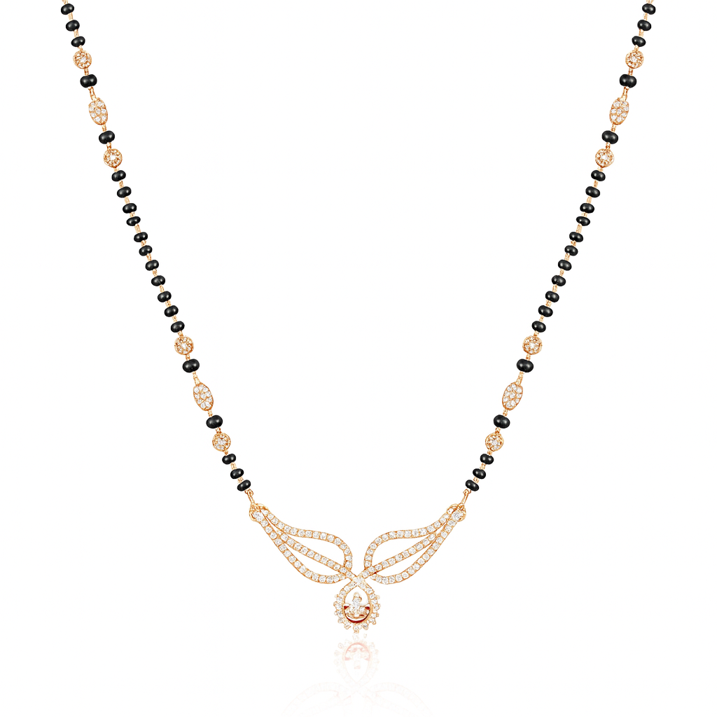 American Diamond Rose Gold Plated Designer Mangalsutra for Girls and Women (With Chain)