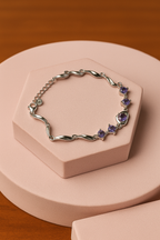 Nilu’s Collection Stylish Silver Jewelry Set for Women – Necklace, Earrings & Bracelet with Modern Wave Design | Elegant Gift Box for Parties, Weddings & Special Occasions