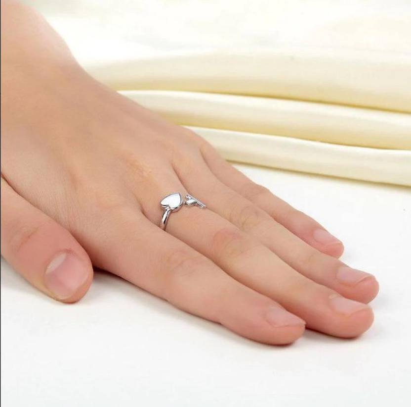 Valentine's Gift Adjustable Ring for Women and Girls I Copper Crystal Platinum Plated Ring