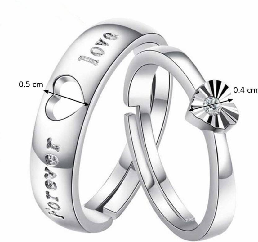 harmtty Couple Ring Opening Elegant Adjustable Silver-color Rhinestone  Embedded Love Heart Finger Ring Fashion Jewelry,Mens - Walmart.com