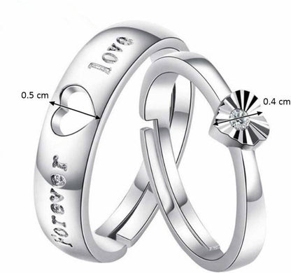 Heart shape & forever love adjustable couple rings for lovers Valentine ring Zinc, Alloy Silver Plated Ring