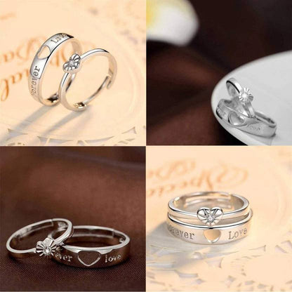 Heart shape & forever love adjustable couple rings for lovers Valentine ring Zinc, Alloy Silver Plated Ring