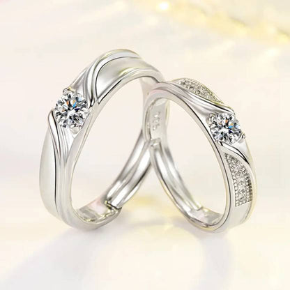 925 Sterling Silver Romantic Imperial Couple Ring / Best for Wedding, Anniversary, Valentine Gift