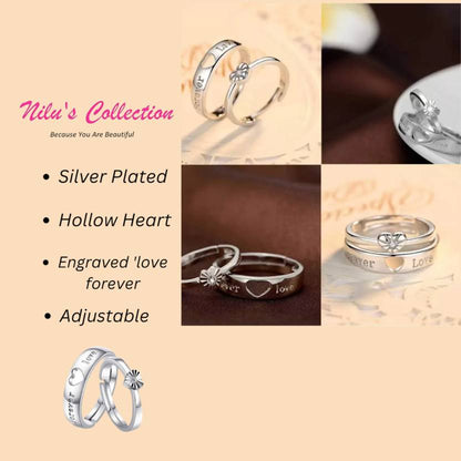 Heart shape & forever love adjustable couple rings for lovers Valentine ring Zinc, Alloy Silver Plated Ring