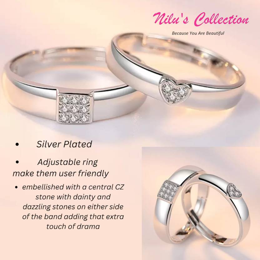 Buy Elegant Adjustable Silver Rings For Couple at Ornate Jewels