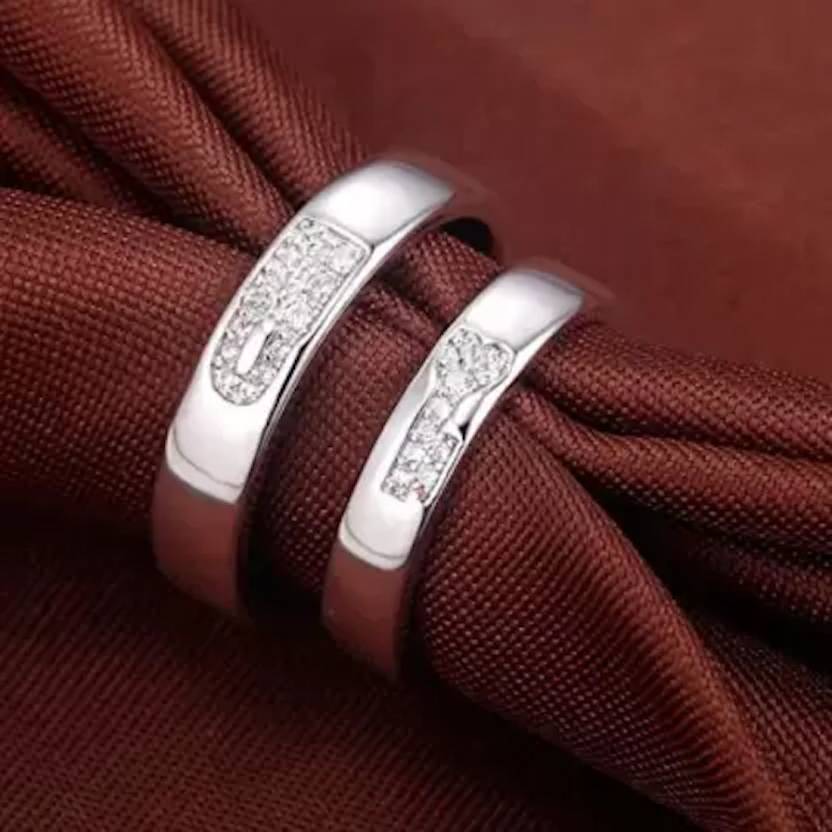 Wedding Gift 925 Sterling Silver Plated Fashionable Couple Ring Wedding Engagement for Men and Women (Style 5) Brass Sterling Silver Plated Ring