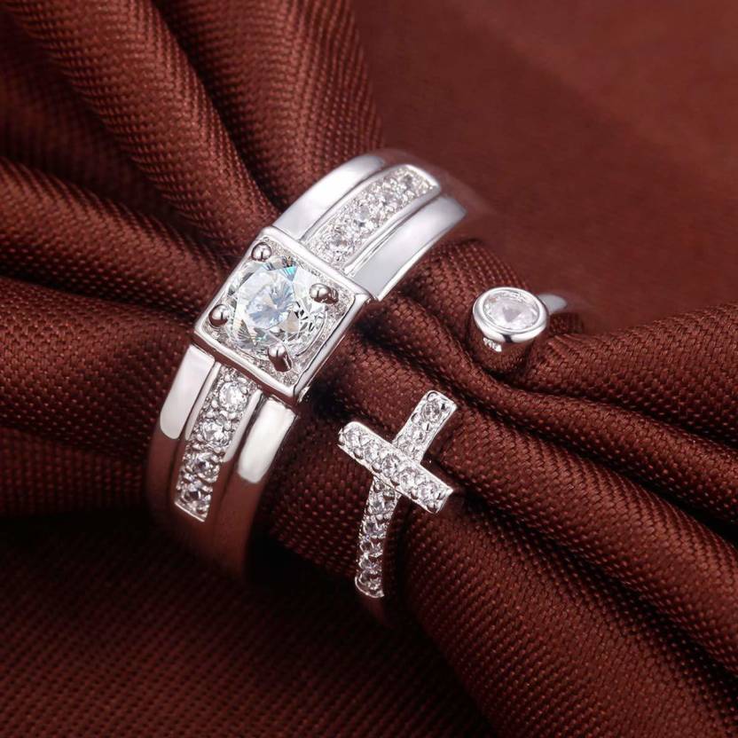 Wedding Gift 925 Sterling Silver Fashionable Couple Ring Wedding Engagement for Men and Women (Style 19) Sterling Silver Sterling Silver Plated Ring