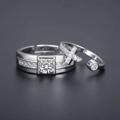 Wedding Gift 925 Sterling Silver Fashionable Couple Ring Wedding Engagement for Men and Women (Style 19) Sterling Silver Sterling Silver Plated Ring