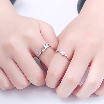 Heart shape & forever love adjustable couple rings for lovers Valentine ring Zinc, Alloy Silver Plated Ring