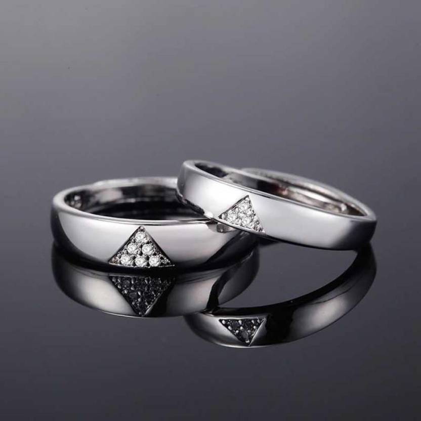 Simple Design Deep Love Heart-Shaped s925 Sterling Silver Lovers Couple  Rings - Couple Rings