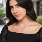 Nilu's Collection Silver Plated Heart Pendant Necklace with CZ Stone for Women & Girls |Anti-Tarnish | Anti-Allergy| Gift For Her | Office Wear