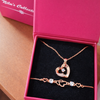Gift Rose Gold Plated Heart Shape Pendant With Bracelet For Women And Girls