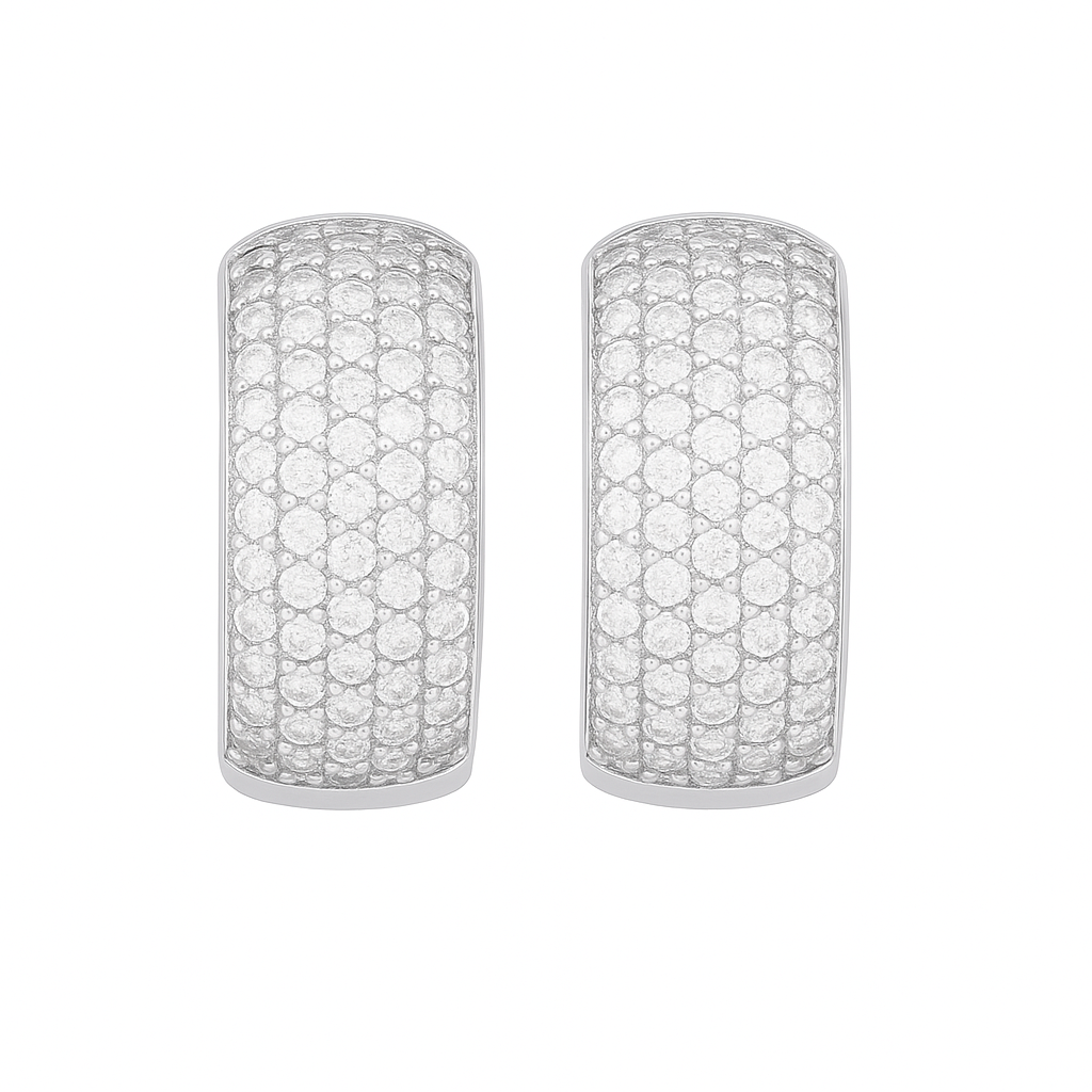 Nilu's Collection Silver Plated Hoop Earrings With American Diamond For Women And Girls | Office Wear | Gift For Her | Anti-Tarnish | Anti-Allergy