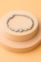 Nilu’s Collection Silver Plated Jewelry Set for Women – Necklace, Earrings & Bracelet with Sparkling AD Stones  | Elegant Gift Box for Weddings, Parties & Anniversaries