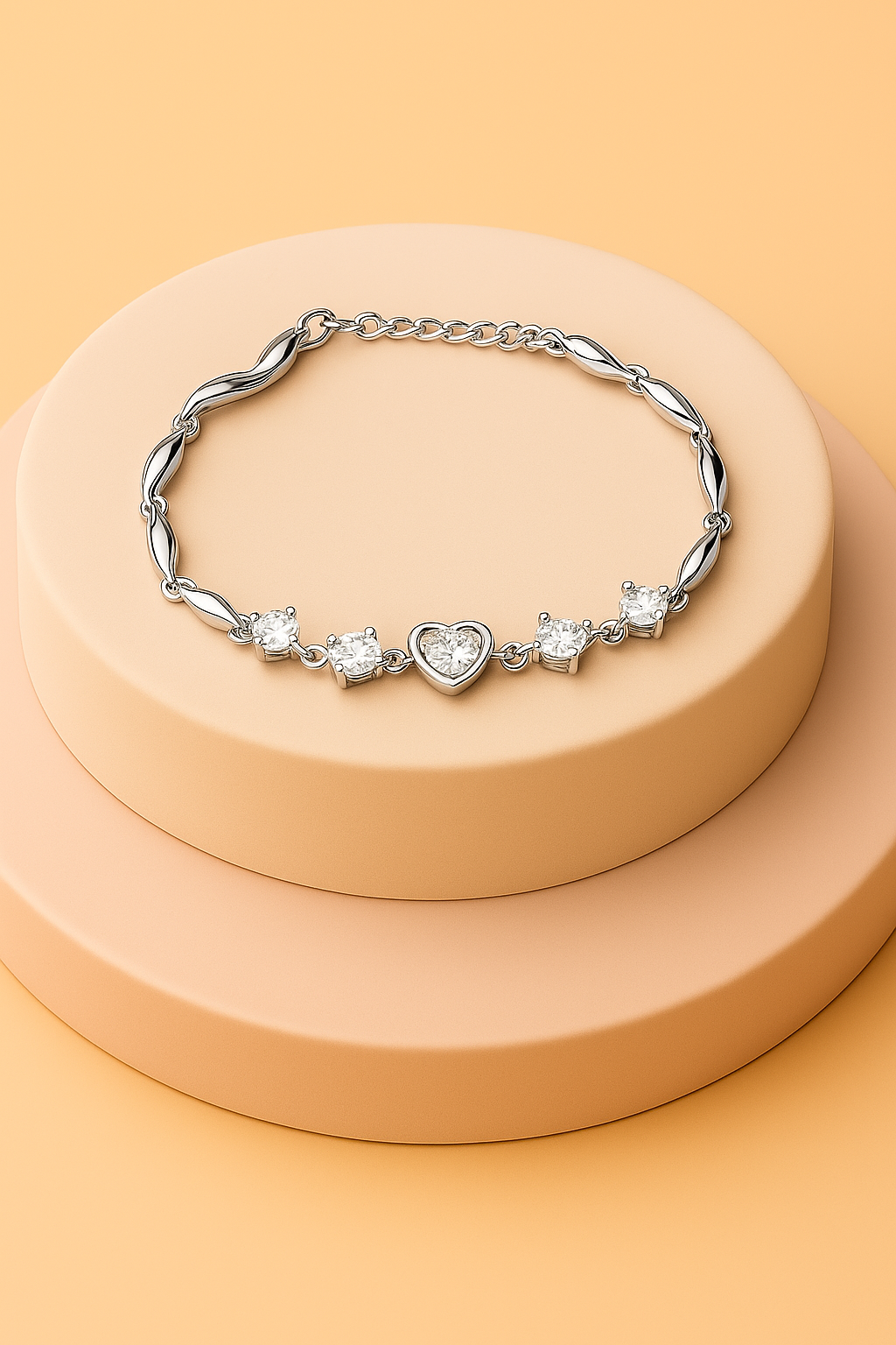 Nilu’s Collection Silver Plated Jewelry Set for Women – Necklace, Earrings & Bracelet with Sparkling AD Stones  | Elegant Gift Box for Weddings, Parties & Anniversaries