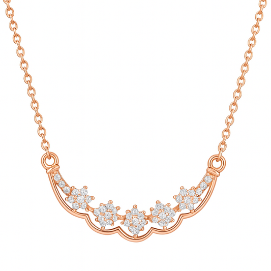 Nilu’s Collection Rose Gold Plated Floral AD Stone Pendant Necklace for Women and Girls