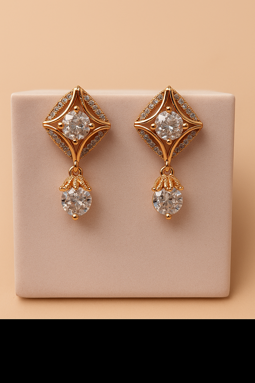 Nilu’s Collection Elegant Rose Gold Jewelry Set for Women – Necklace, Earrings & Bracelet with Sparkling AD Stones, Perfect Gift for Weddings,Functions & Anniversaries