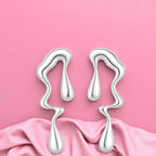 Abstract Drip Design Earrings in Silver Trendy and Modern Look | gift for her,gifts for womens & gilrls