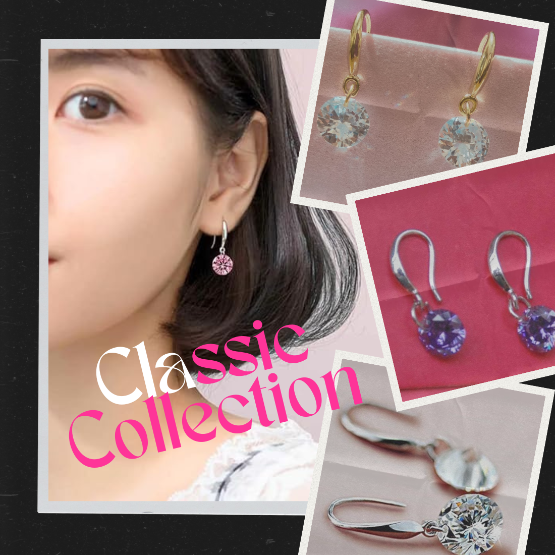 Enchanting Light Weight Cubic Zircon Crystal Drop Earrings for Women and Girls, for Daily Use, Office Use (Pink, Purple, Gold & Silver)