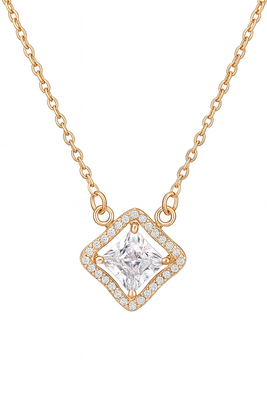 Nilu’s Collection Rose Gold Plated Pendant Necklace with Sparkling AD Stones for women and Girls