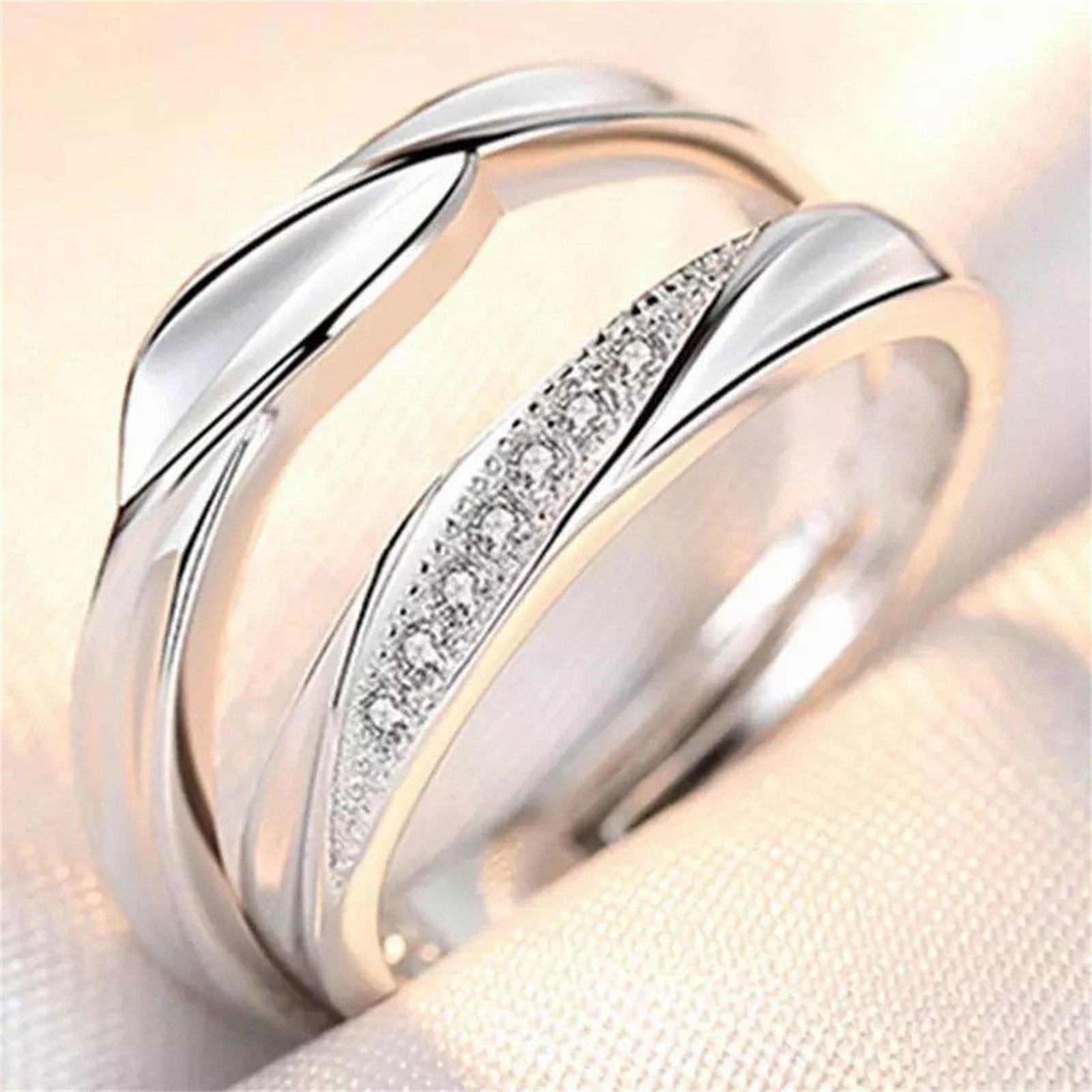 Sterling Silver Couple Band Rings – VOYLLA