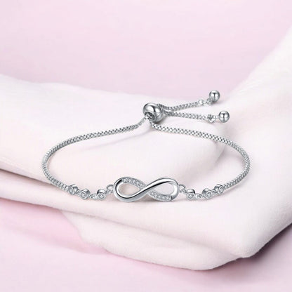 925 Sterling Silver Plated Adjustable Charm Bracelet for Women and Girls