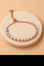 Nilu’s Collection Elegant Rose Gold Jewelry Set for Women – Necklace, Earrings & Bracelet with Sparkling AD Stones, Perfect Gift for Weddings,Functions & Anniversaries