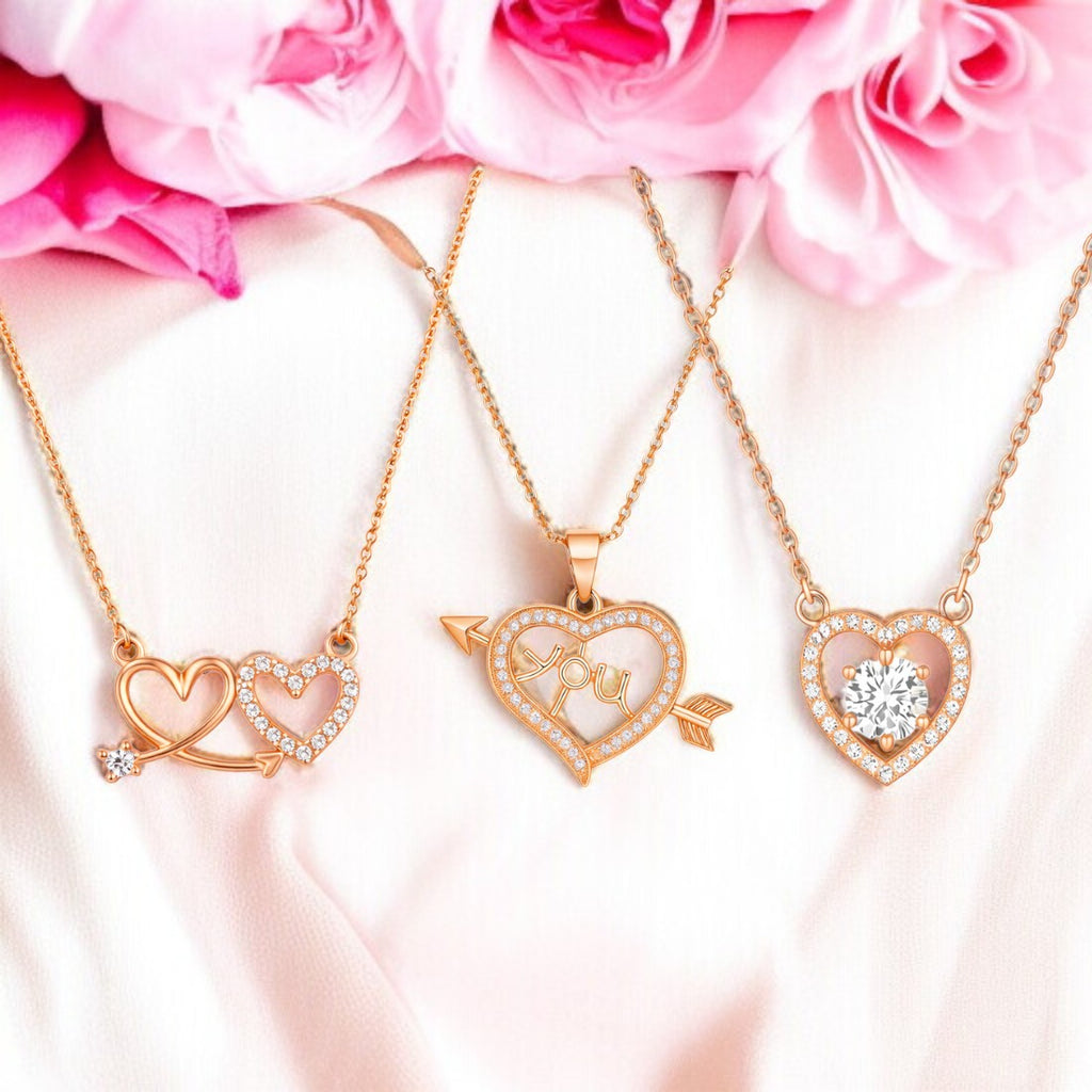 Power Play Pendants| Rose Gold Plated Value Set Pendants For Women And Girls