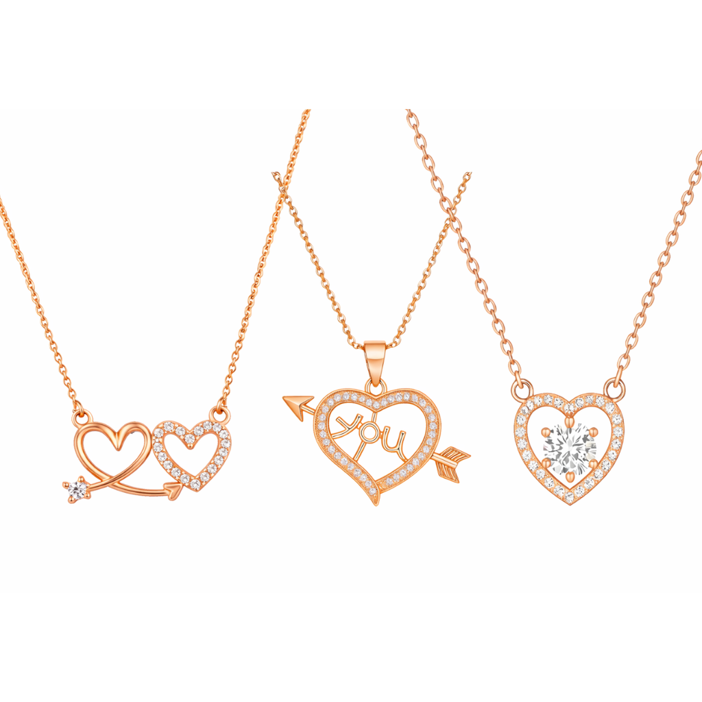 Power Play Pendants| Rose Gold Plated Value Set Pendants For Women And Girls