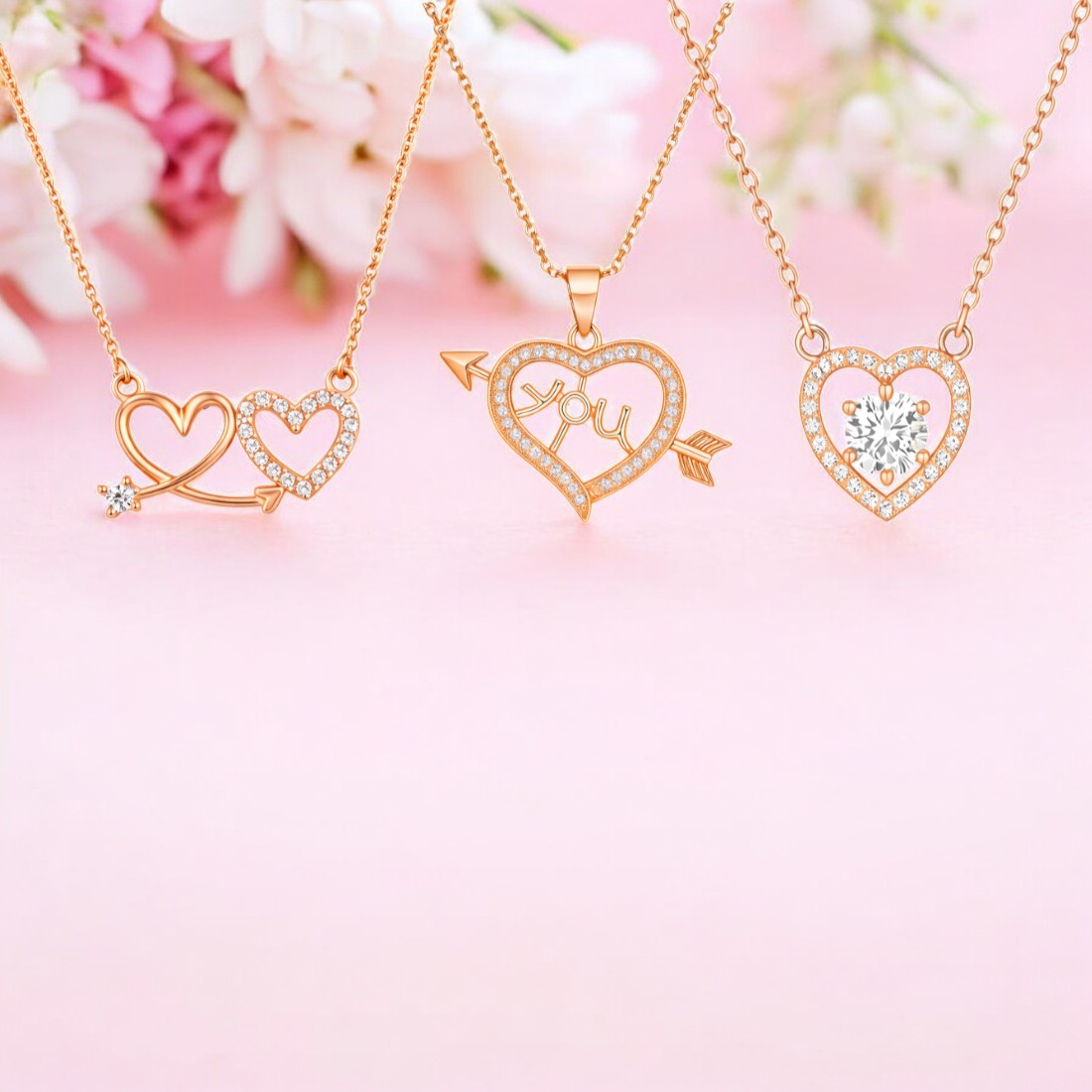Power Play Pendants| Rose Gold Plated Value Set Pendants For Women And Girls