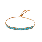 Nilu's Collection Rose Gold Plated Adjustable Bracelet With Blue American Diamond For Women & Girls (Ocean Blue)