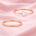 Nilu's Collection Rose Gold Plated AD Stone Sparkling Kada Bracelet Set for women & girls